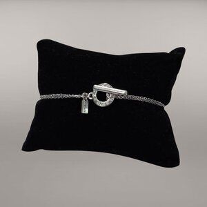 FULL INCLUSION COACH Toggle Bracelet tag open circle signature chain Silver